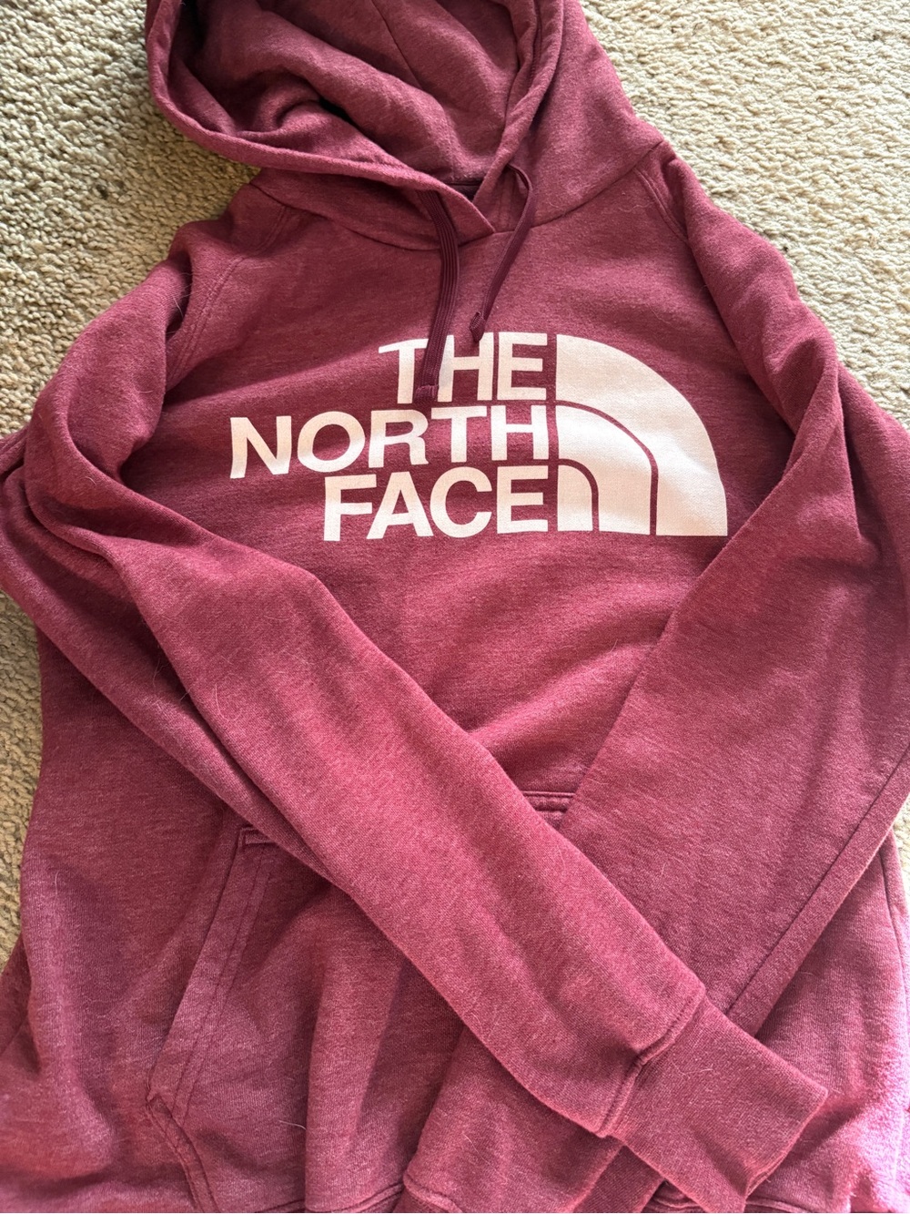 The North Face Women's Maroon Zip-Up Hoodie with White Logo